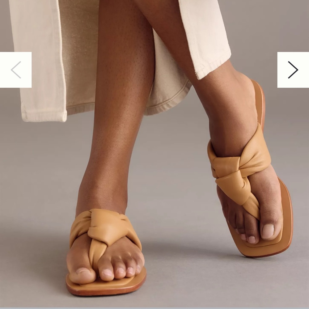 Maeve Puffy Knotted Sandals - Tan